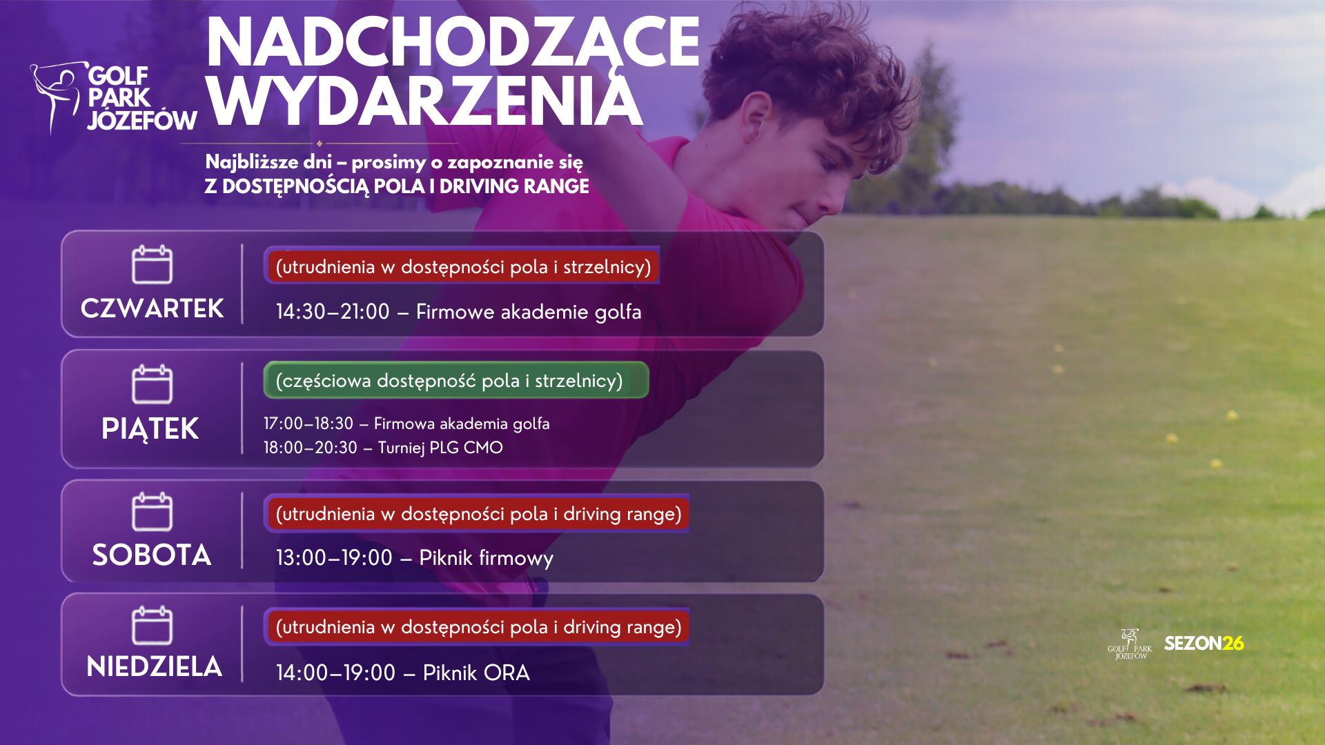 Ograniczenia w dostępności pola i strzelnicy